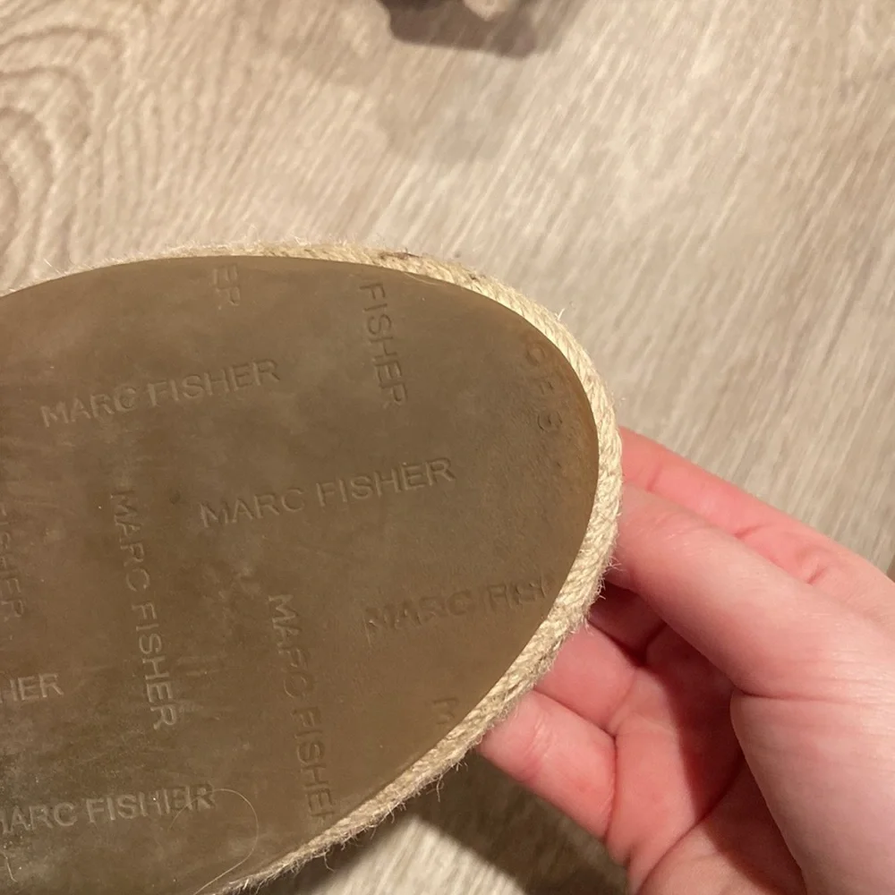 Marc Fisher Black Fayme Strappy Scalloped Wedge Sandal - Picture 5 of 6